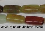 CFW154 15.5 inches 10*20mm rectangle flower jade gemstone beads