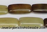 CFW155 15.5 inches 12*25mm rectangle flower jade gemstone beads