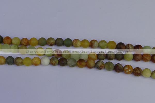 CFW203 15.5 inches 10mm round matte flower jade beads wholesale