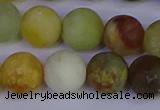 CFW205 15.5 inches 14mm round matte flower jade beads wholesale