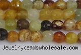 CFW210 15.5 inches 4mm faceted round flower jade beads