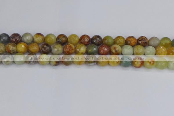 CFW213 15.5 inches 10mm faceted round flower jade beads