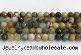 CFW220 15.5 inches 10mm faceted round flower jade beads