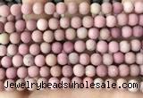 CFW36 15.5 inches 6mm round matte pink wooden jasper beads