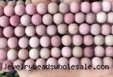 CFW37 15.5 inches 8mm round matte pink wooden jasper beads