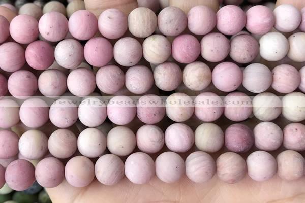 CFW37 15.5 inches 8mm round matte pink wooden jasper beads