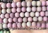 CFW39 15.5 inches 12mm round matte pink wooden jasper beads