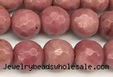 CFW65 15 inches 6mm faceted round pink wooden jasper beads