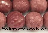 CFW68 15 inches 12mm faceted round pink wooden jasper beads