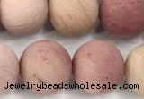 CFW73 15 inches 10mm round matte pink wooden jasper beads