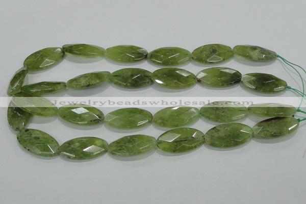 CGA104 15.5 inches 15*30mm faceted oval natural green garnet beads