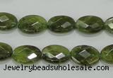 CGA107 15.5 inches 10*14mm faceted oval natural green garnet beads