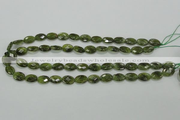 CGA107 15.5 inches 10*14mm faceted oval natural green garnet beads