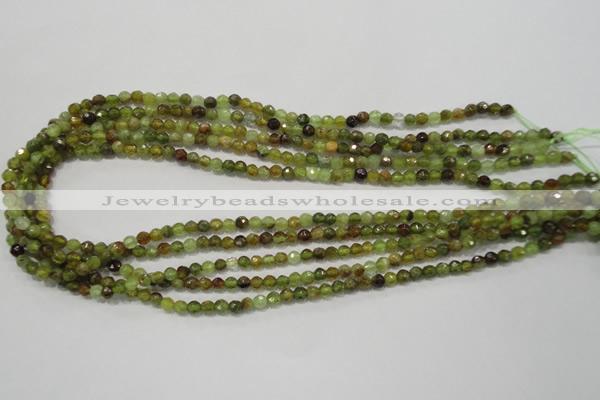 CGA122 15.5 inches 4mm faceted round natural green garnet beads