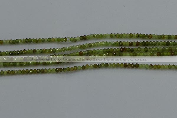 CGA155 15.5 inches 2*2.5mm faceted rondelle green garnet beads