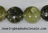 CGA215 15.5 inches 18mm flat round natural green garnet beads