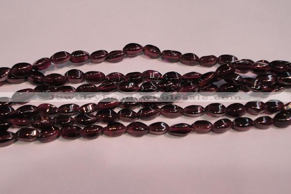 CGA376 15 inches 3*7mm twisted rice natural red garnet beads wholesale