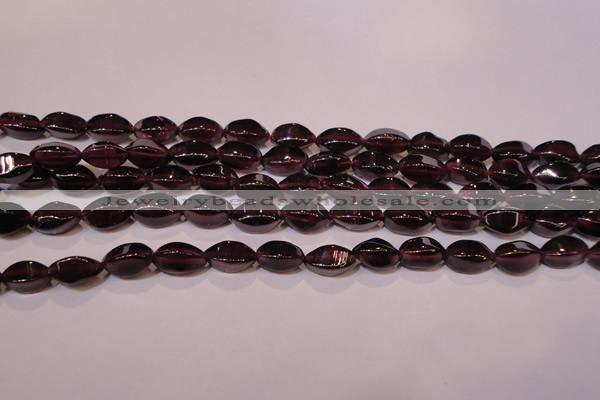 CGA377 15 inches 4*7mm twisted rice natural red garnet beads wholesale