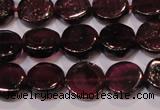 CGA383 15 inches 7mm coin natural red garnet beads wholesale