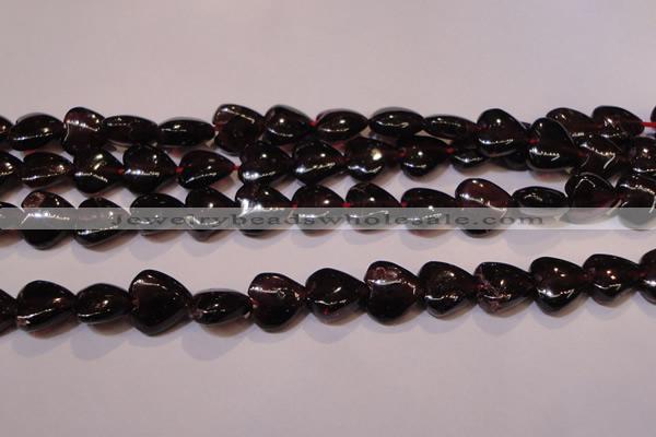 CGA393 15 inches 8*8mm heart natural red garnet beads wholesale