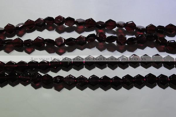 CGA411 15.5 inches 8*9mm hexagon natural red garnet beads wholesale