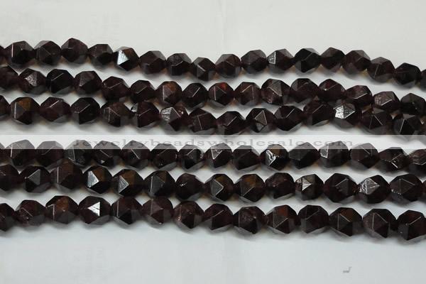 CGA453 15.5 inches 12mm faceted nuggets natural red garnet beads