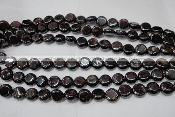 CGA467 15.5 inches 10mm coin natural red garnet beads wholesale