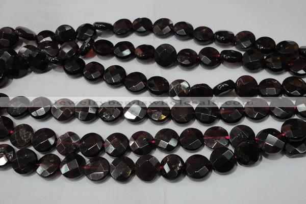 CGA476 15.5 inches 8mm faceted coin natural red garnet beads