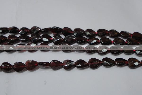 CGA484 15.5 inches 8*10mm faceted flat teardrop natural red garnet beads