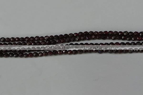 CGA661 15.5 inches 4mm faceted round red garnet beads wholesale