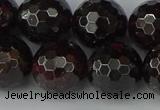 CGA666 15.5 inches 14mm faceted round red garnet beads wholesale