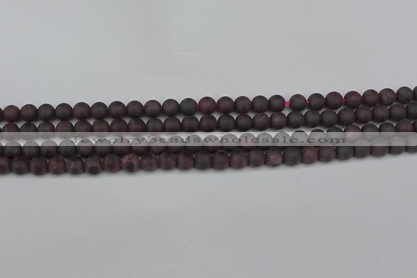 CGA671 15.5 inches 6mm round matte red garnet beads wholesale