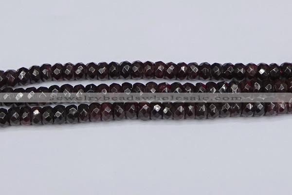 CGA679 15.5 inches 5*9mm faceted rondelle red garnet beads