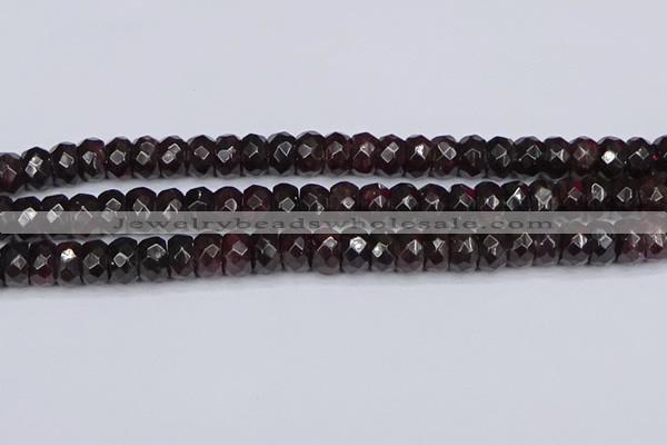 CGA680 15.5 inches 6*11mm faceted rondelle red garnet beads