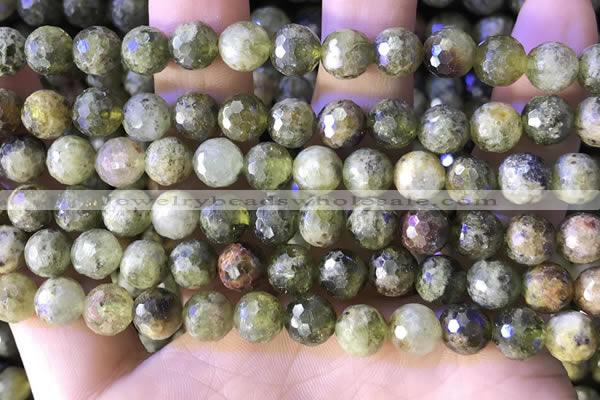 CGA706 15.5 inches 8mm faceted round green garnet beads