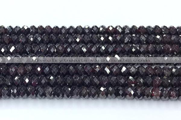 CGA735 15 inches 4*6mm faceted rondelle red garnet beads