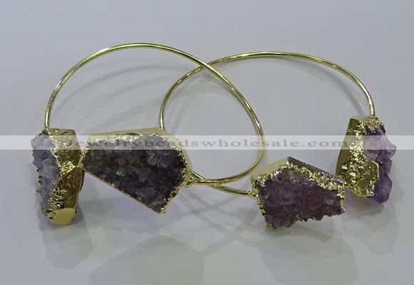 CGB1028 15*20mm - 20*25mm freeform druzy amethyst bangles