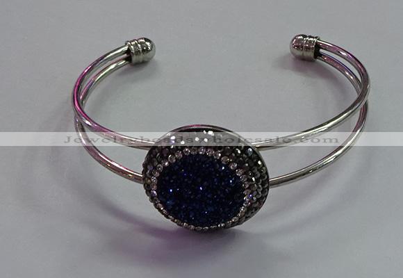 CGB1514 25mm coin plated druzy agate bangles wholesale