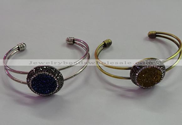 CGB1517 25mm coin plated druzy agate bangles wholesale