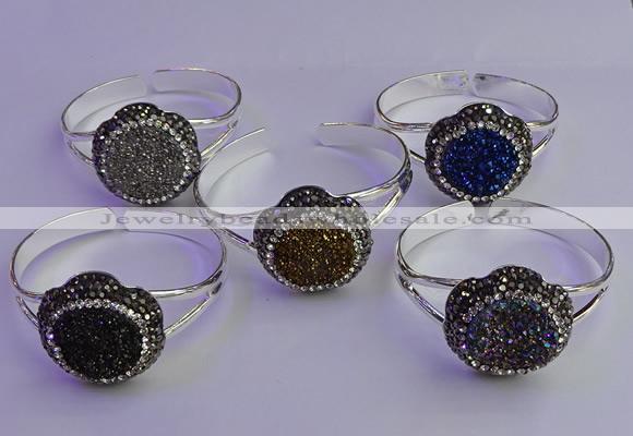 CGB2018 30mm flower druzy agate gemstone bangles wholesale