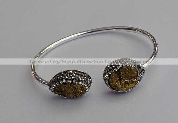 CGB2022 16*20mm freeform plated druzy agate bangles wholesale