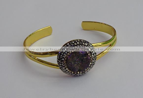 CGB2032 25mm coin plated druzy agate bangles wholesale