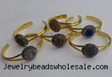 CGB2035 25mm coin plated druzy agate bangles wholesale