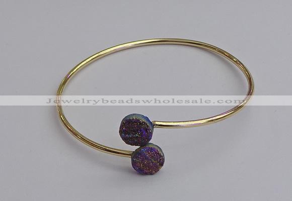 CGB2043 10mm coin plated druzy agate gemstone bangles wholesale