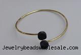 CGB2047 10mm coin plated druzy agate gemstone bangles wholesale