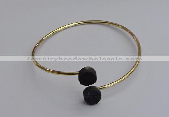 CGB2047 10mm coin plated druzy agate gemstone bangles wholesale