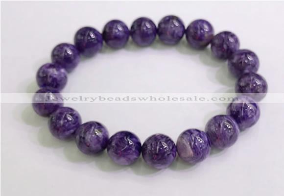 CGB2554 7.5 inches 12mm round charoite gemstone beaded bracelets