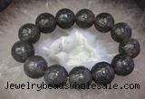 CGB3000 7.5 inches 17mm - 18mm carved round grey agate bracelet