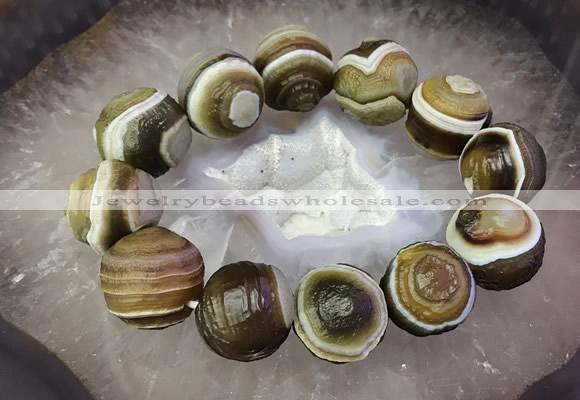 CGB3010 7.5 inches 16*19mm - 20*22mm carved round agate bracelet