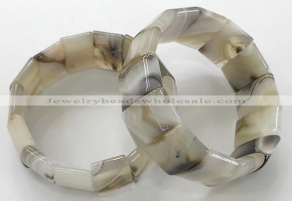 CGB3185 7.5 inches 15*25mm rectangle agate bracelets wholesale